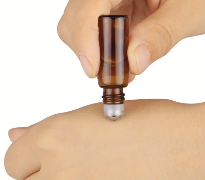 Amber roller glass bottles